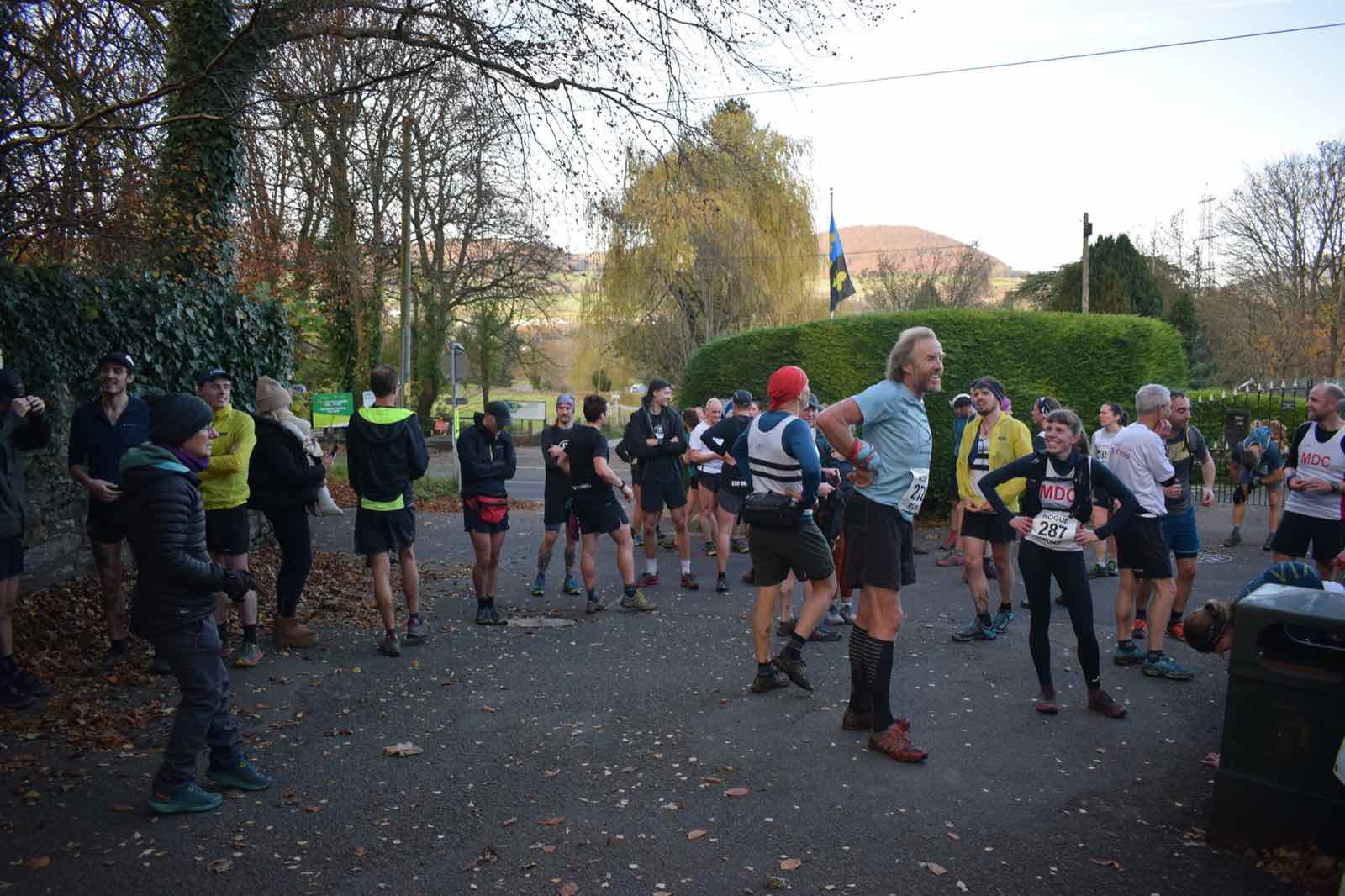 Runners gathering near the race venue after finishing